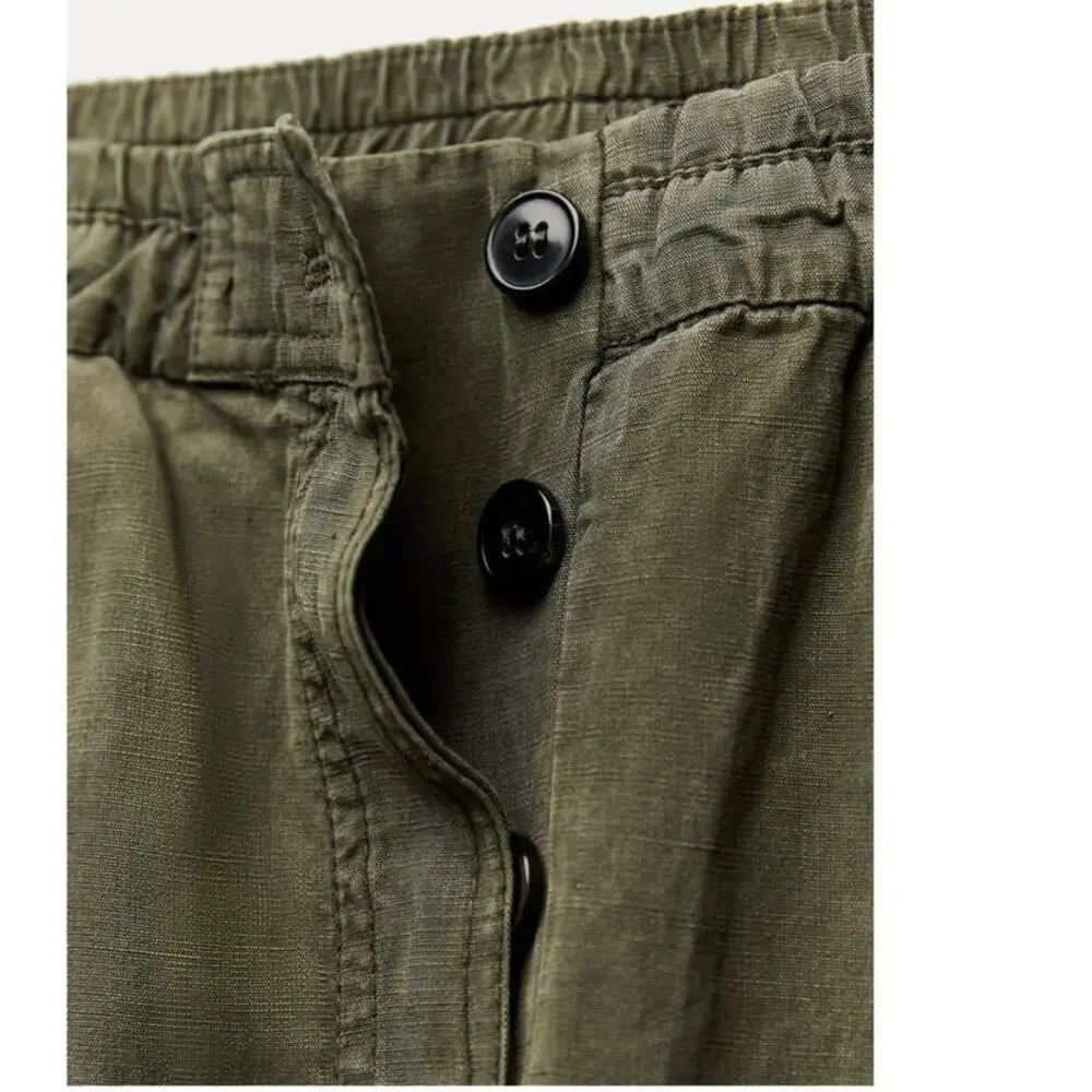 Zara Khaki Lyocell Trouser Pant size XS